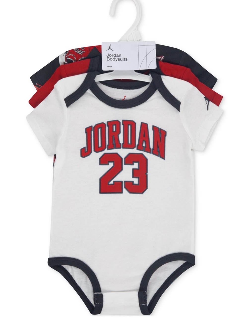 Jordan 3-Pack Baby Bodysuits - Red, Black, White - Picture 2 of 6